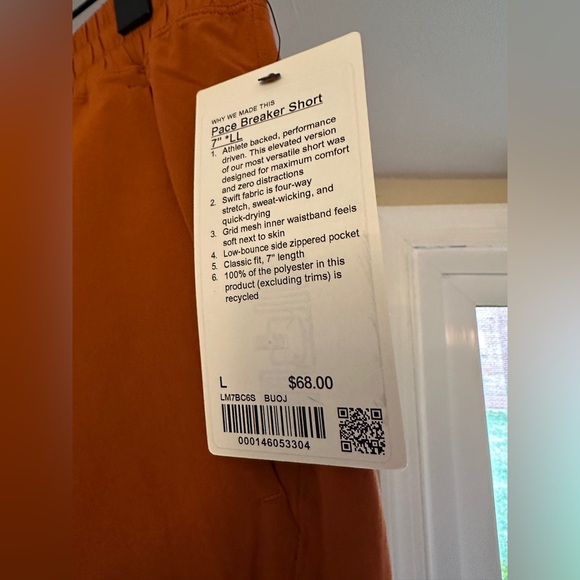 Burnt orange lululemon pace breaker 7” large shorts - Picture 2 of 3